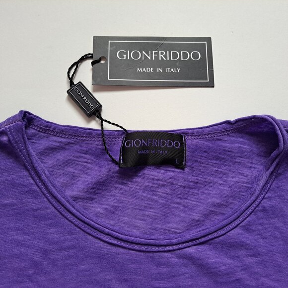 NEW Gionfriddo Men's Italian 100% Cotton Crew Neck Purple T-shirt Size L - Picture 7 of 13